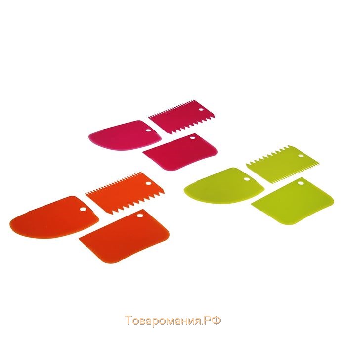 Набор шпателей кондитерских, 3 предмета: 12×8 см, 11×7,5 см, 8,8×12,2 см, цвет МИКС