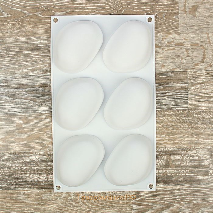 Форма для муссовых десертов и выпечки «Стоун», 30×18×3 см, 6 ячеек (9,5×7 см), цвет белый
