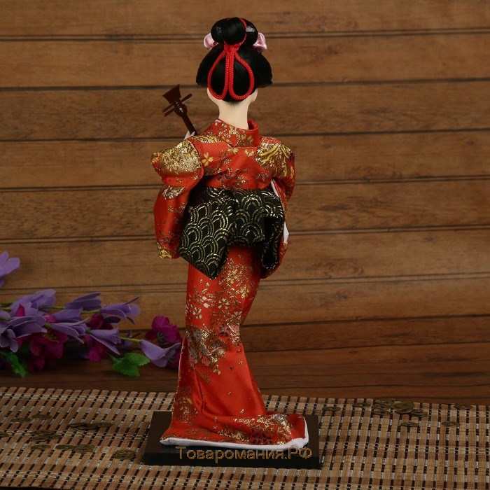 Кукла коллекционная "Гейша с музыкальным инструментом" 32х12,5х12,5 см