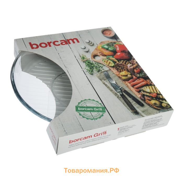 Форма круглая для запекания и выпечки Paşabahçe Grill Borcam, d=32 см, жаропрочное стекло, прозрачная