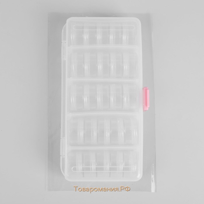 Набор баночек для рукоделия, 25 шт, d = 3 см, в контейнере со съёмными ячейками, 19 × 9,5 × 4 см, цвет прозрачный