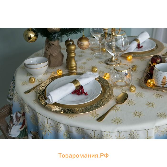 Скатерть новогодняя "" Christmas time d=220см +/-3 см с ГМВО, 100%хл, саржа 190 гр/м2