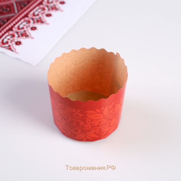 Форма бумажная для кулича "Красная Пасха" 70 x 60 мм