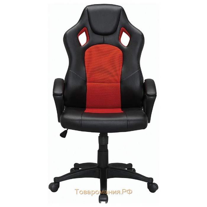 Кресло игровое BRABIX "Rider EX-544", экокожа черная/ткань красная