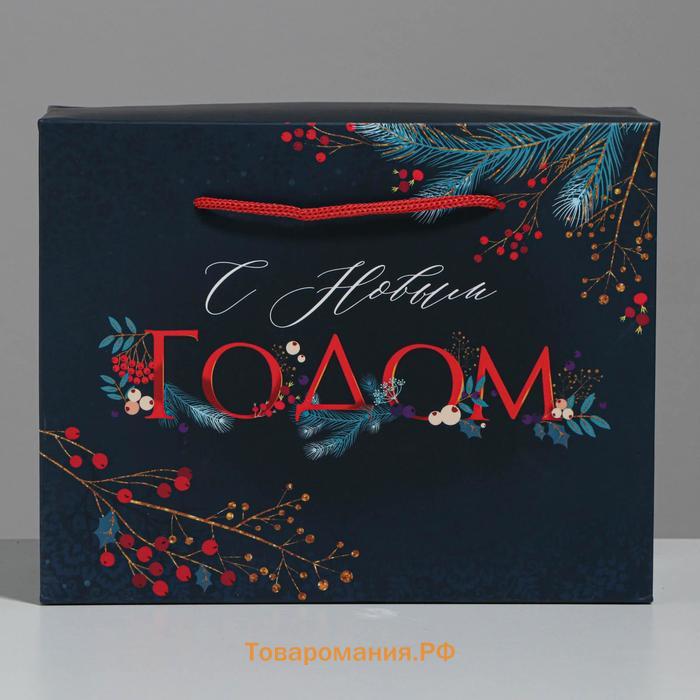 Пакет-коробка «Новогодние сумерки», 23 × 18 × 11 см