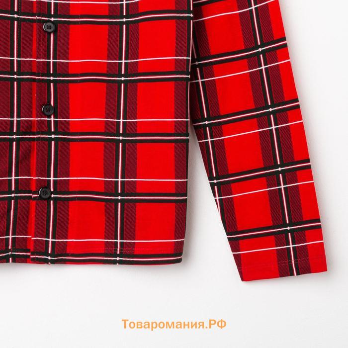 Пижама новогодняя мужская KAFTAN "Клетка", цвет красный, размер 54