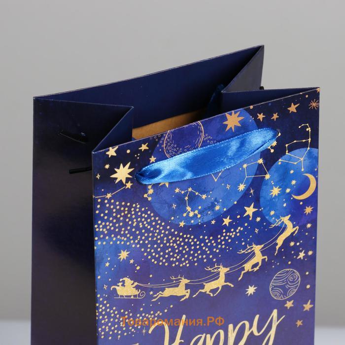 Пакет под бутылку «Новогодний космос», 13 × 36 × 10 см