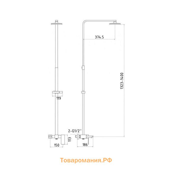Душевая система Timo Selene SX-1013/00z, однорычажная, тропический душ, ручная лейка, хром