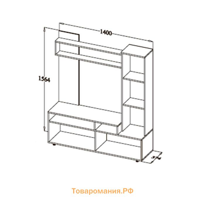 Мини-стенка в гостиную Клик Мебель «Лира», 1600×1400×380 мм, венге/дуб молочный