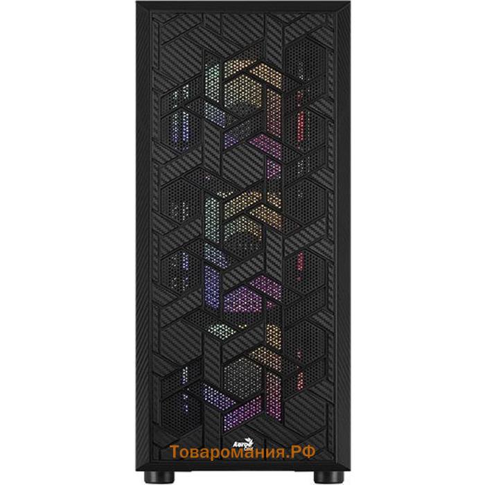 Корпус Aerocool Hive-G-BK-v2, без БП, ATX, Midi-Tower, черный