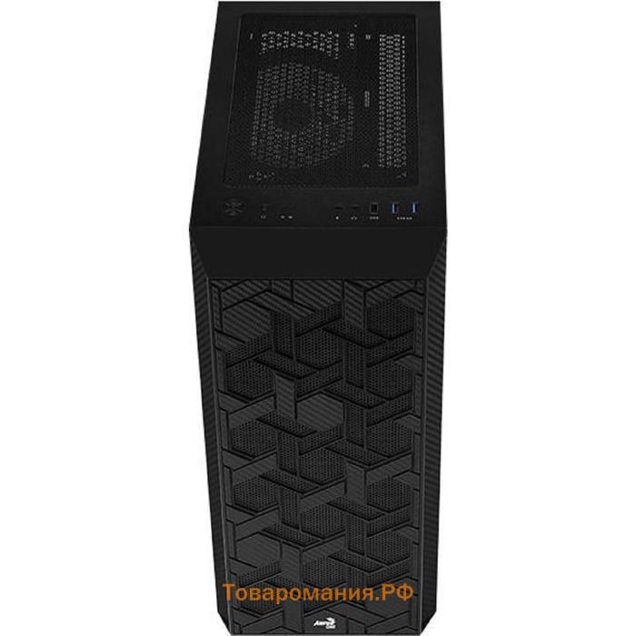 Корпус Aerocool Hive-G-BK-v2, без БП, ATX, Midi-Tower, черный