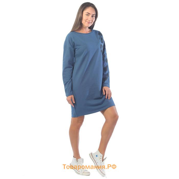 Платье из футера, размер 54, цвет индиго