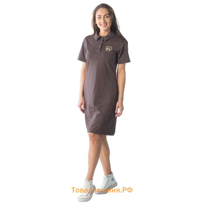 Платье-поло женское, размер 56, цвет коричневый