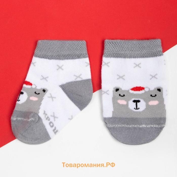 Набор новогодних детских носков Крошка Я «Мишка», 2 пары, 6-8 см
