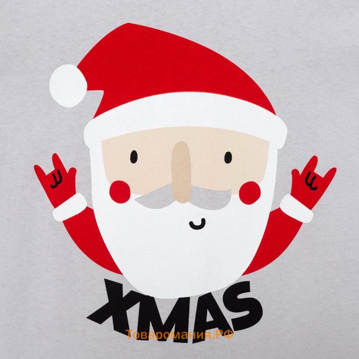 Пижама новогодняя мужская KAFTAN "Santa", цвет красный/серый, размер 48