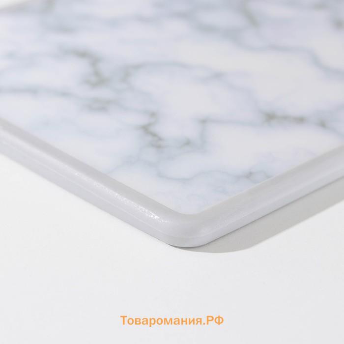 Доска разделочная пластиковая «Мрамор», прямоугольная, 30×20 см, цвет серый
