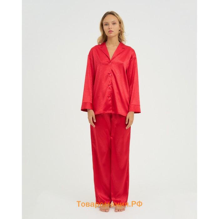 Пижама женская (рубашка, брюки) KAFTAN "Леопард", красный, р.48-50
