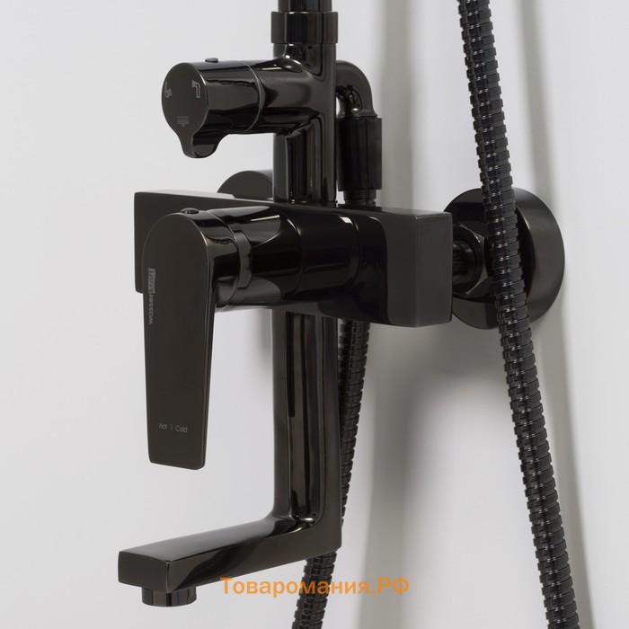 Душевая система WasserKraft A16701, смеситель, лейка, стойка, верхний душ, черный