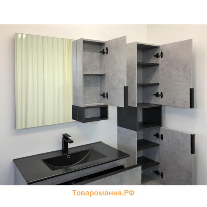 Зеркало шкаф Comforty Франкфурт 90 для ванной комнаты, цвет цвет бетон светлый