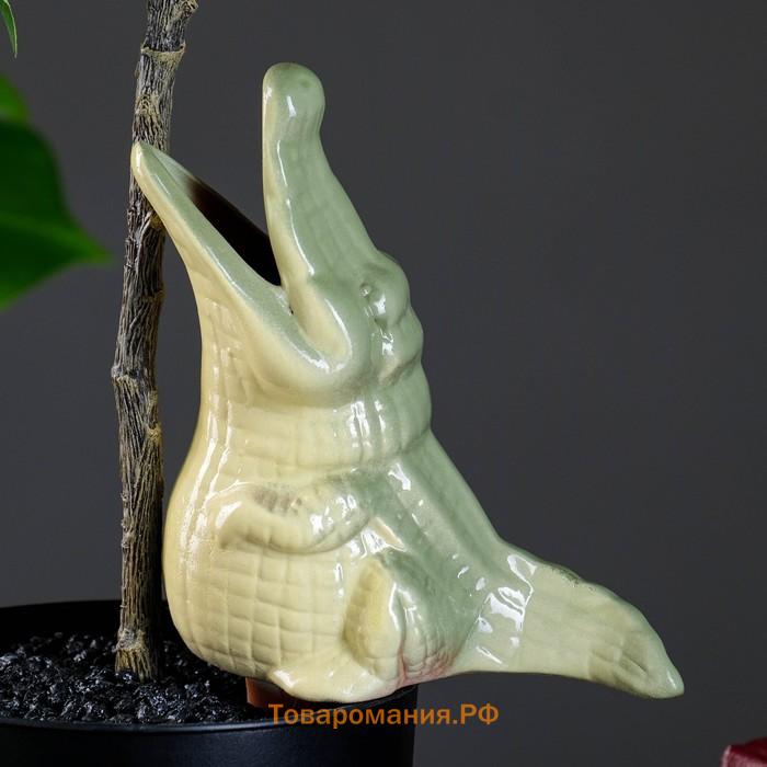 Ороситель для комнатных и садовых цветов "Крокодил" Кунгурская керамика, 0.2л, 19см, зелёный