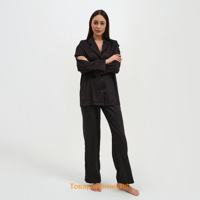Пижама женская (рубашка и брюки) KAFTAN "Треугольники" цвет цвет чёрный, размер 48-50