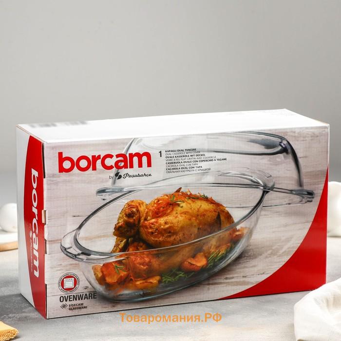 Утятница овальная Paşabahçe Borcam, 2,85 л, с крышкой-формой для запекания, жаропрочное стекло, прозрачная