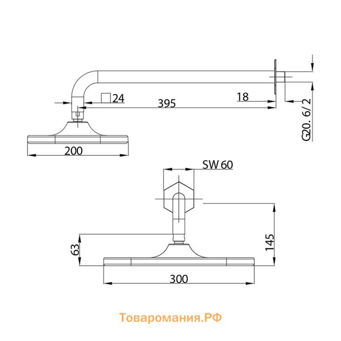 Душевая система Lemark Prizma LM0462C, однорычажный, тропический душ, лейка, скрытая, хром