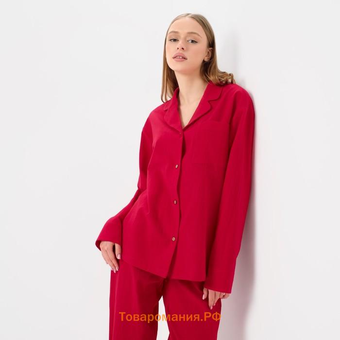 Пижама женская (рубашка и брюки) KAFTAN "Basic" р.40-42, красный