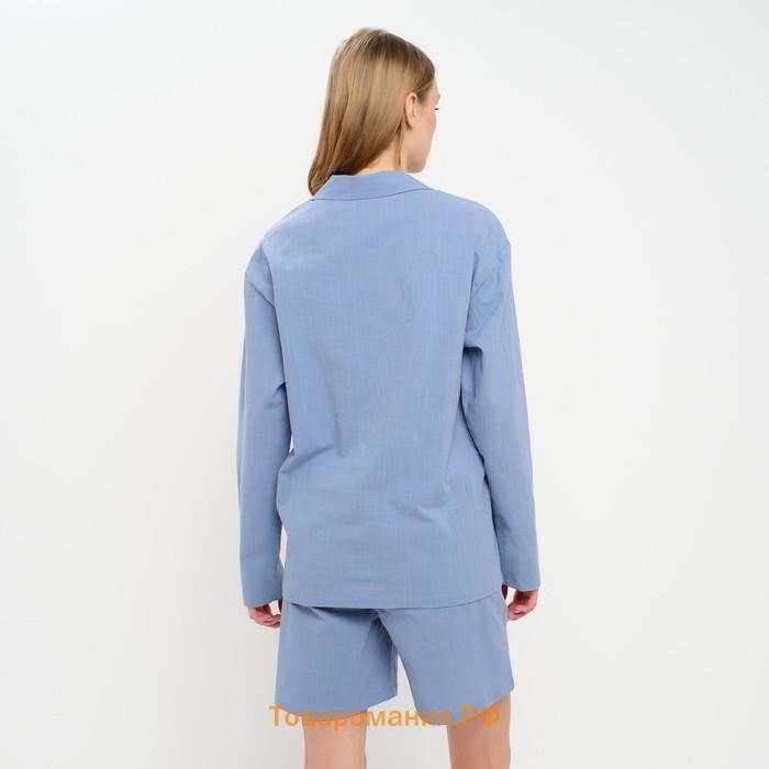 Пижама женская (рубашка и шорты) KAFTAN "Basic" р.40-42, голубой