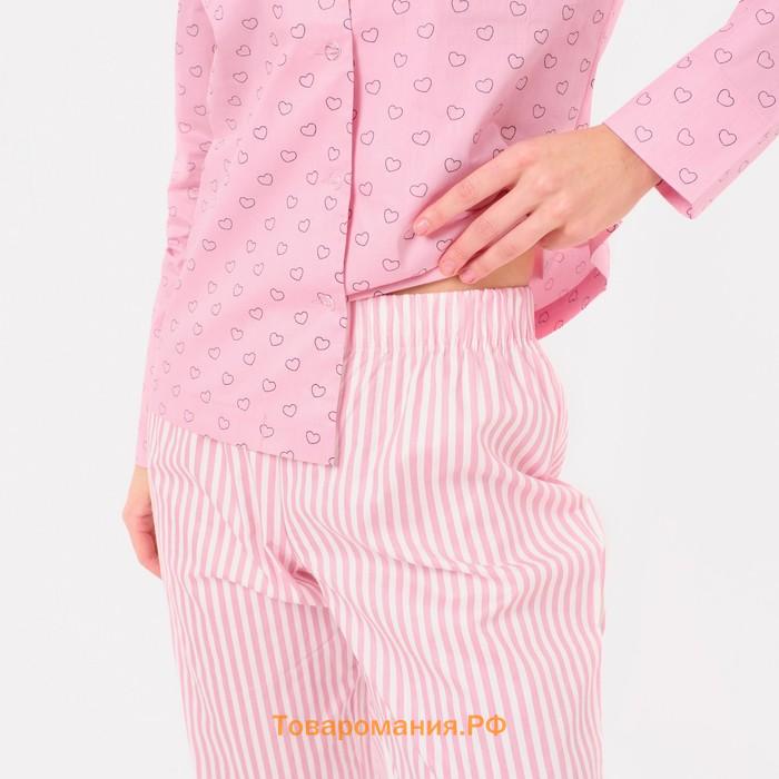 Пижама женская (рубашка и брюки) KAFTAN "Сердца" размер 40-42