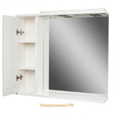Зеркало шкаф для ванной комнаты Домино Cube 75, с подсветкой, левый