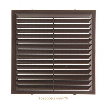Решетка вентиляционная ERA 1313 С, 138x138 мм, с сеткой, неразъемная, цвет коричневый