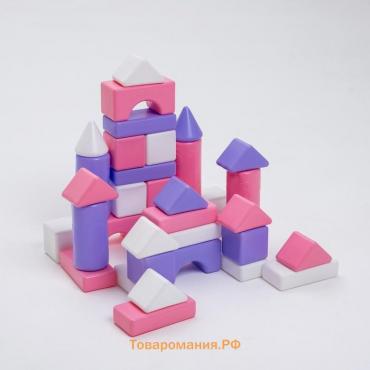 Кубики детские, пластиковые, цветные, 36 штук, 6 × 6 см, цвет розовый