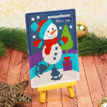 Новогодняя алмазная мозаика для детей «Новый год. Снеговик»