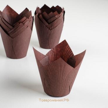 Форма для выпечки "Тюльпан", коричневый, 5 х 8 см