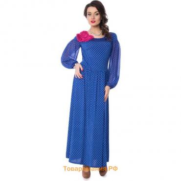 Платье женское, размер 42, цвет синий, розовый
