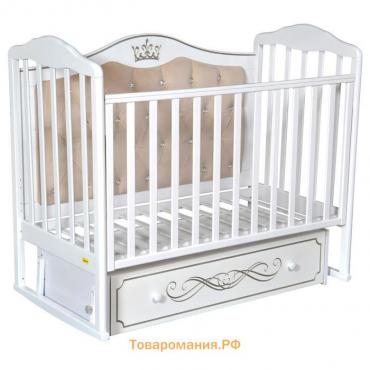 Кроватка Aprica Elegance Premium, автостенка, маятник, ящик, цвет белый