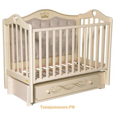 Кроватка Amelia Elegance Premium, декоративная резьба, маятник, ящик, цвет слоновая кость