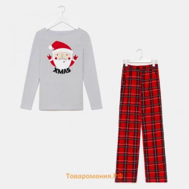 Пижама мужские KAFTAN "Santa", цвет красный/серый, размер 56