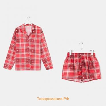 Пижама (рубашка, шорты) женская KAFTAN Red, р. 40-42