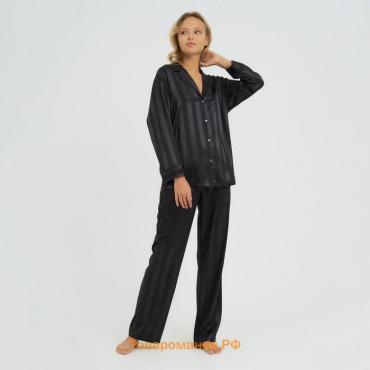 Пижама женская (рубашка, брюки) KAFTAN "Полоска", черный, р.52-54
