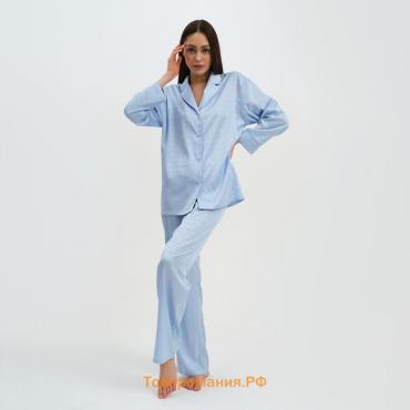 Пижама женская (рубашка и брюки) KAFTAN "Треугольники" цвет голубой, размер 44-46