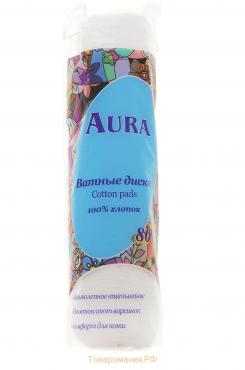 Ватные диски Aura, прошитые, 80 шт.