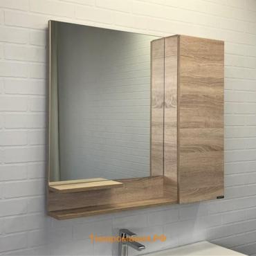 Зеркало шкаф Comforty Варна 90 для ванной комнаты, цвет дуб сонома